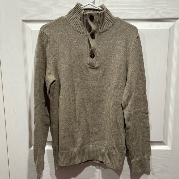AMERICAN EAGLE Men’s Athletic Fit Long Sleeve Quarter Zip Sweater - beige size S - Picture 1 of 4